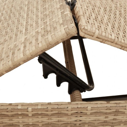 Liggestole 2 stk. med bord polyrattan beige