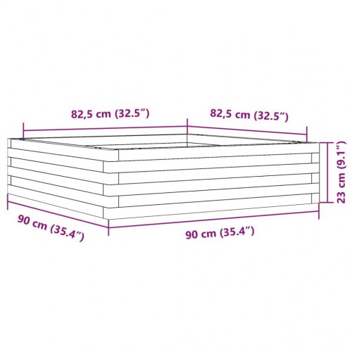 Plantekasse 90 x 90 x 23 cm i massivt fyrretræ - gyldenbrun
