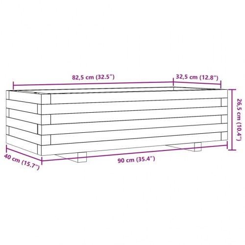 Plantekasse i massivt fyrretræ 90 x 40 x 26,5 cm - gyldenbrun