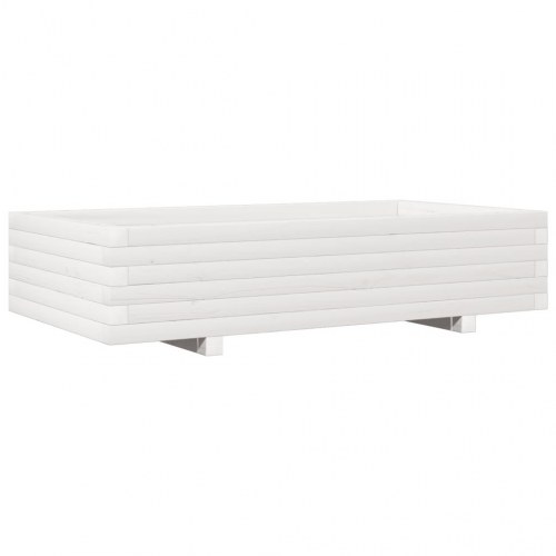 Plantekasse i massivt fyrretræ 110 x 60 x 26,5 cm - hvid