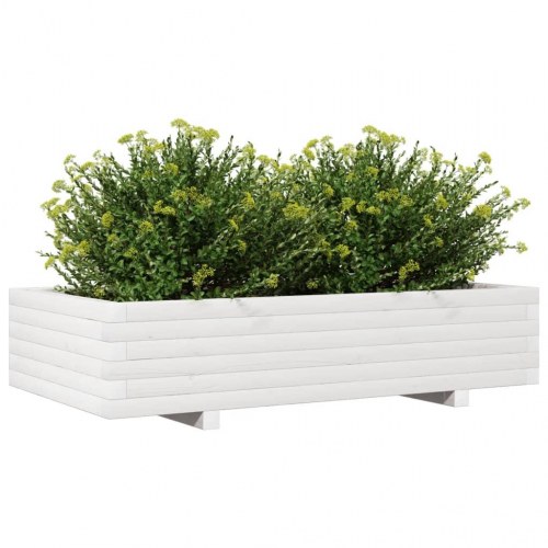 Plantekasse i massivt fyrretræ 110 x 60 x 26,5 cm - hvid