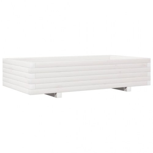 Plantekasse i massivt fyrretræ 110 x 60 x 26,5 cm - hvid