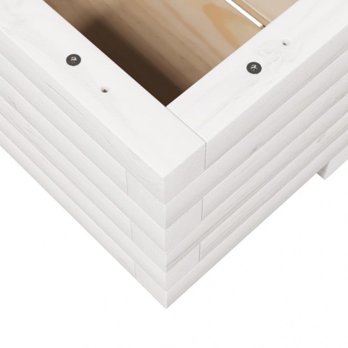 Plantekasse i massivt fyrretræ 110 x 60 x 26,5 cm - hvid