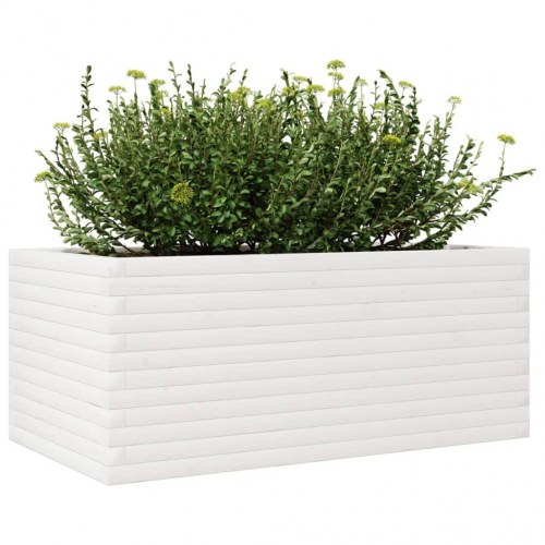Plantekasse i massivt fyrretræ 110 x 60 x 46 cm - hvid