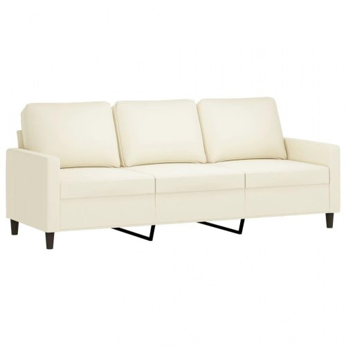 3-personers sofa med fodskammel - velour, cremefarvet, 180 cm sædebredde