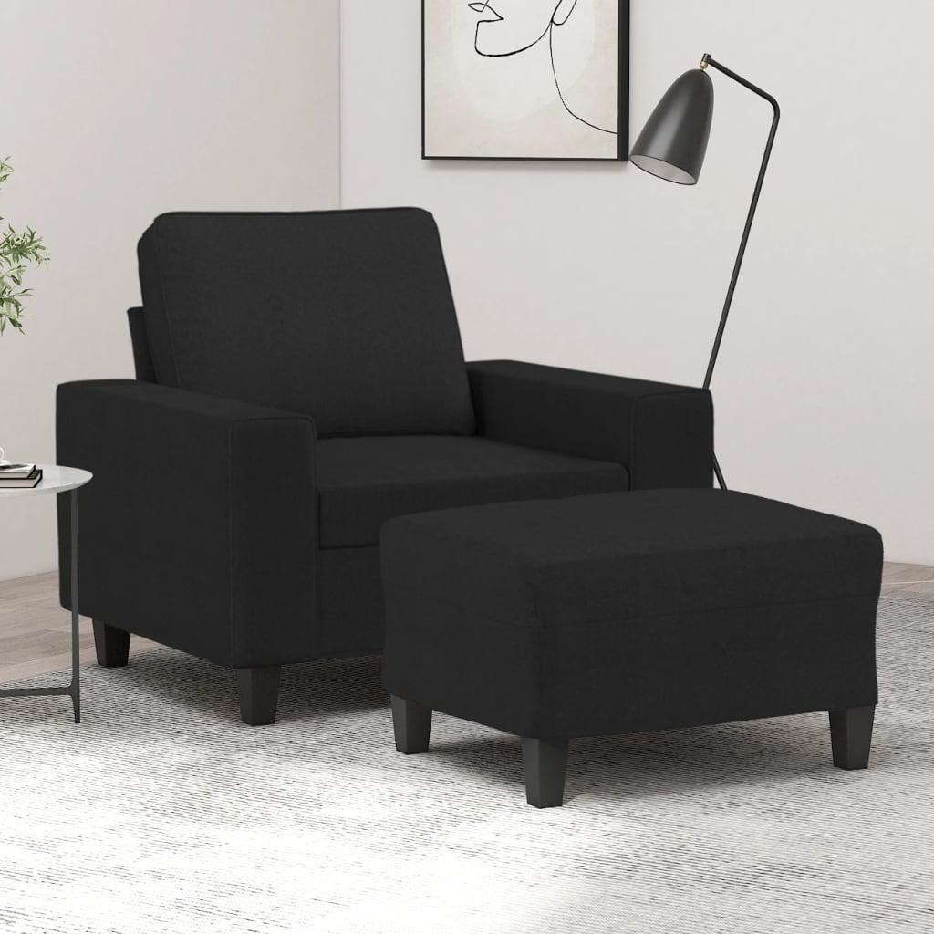 Sofastol med fodskammel 60 cm stof Sort billede