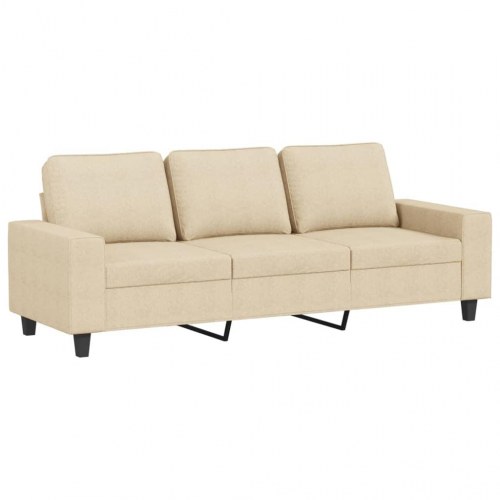 3-personers sofa med chaiselong/fodskammel - 214 cm, stof i creme