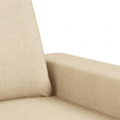 3-personers sofa med chaiselong/fodskammel - 214 cm, stof i creme