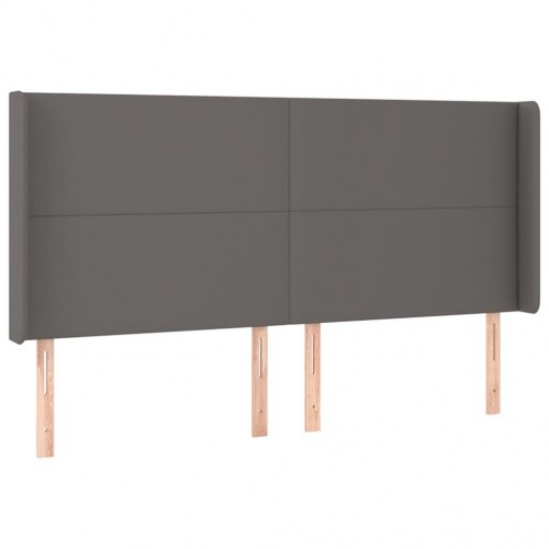 Kontinentalseng med LED-lys 200 x 200 cm - kunstlæder, grå