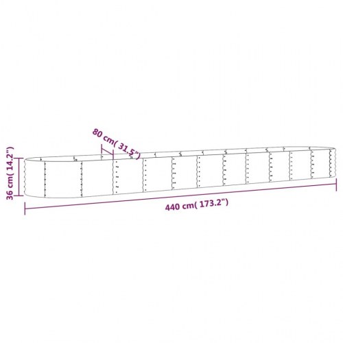 Plantekrukke/højbed 440×80×36 cm - galvaniseret stål, antracitgrå