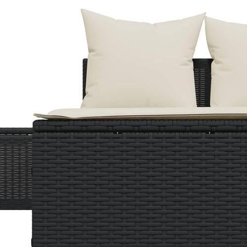 Dobbelt loungesofa med hynder polyrattan sort