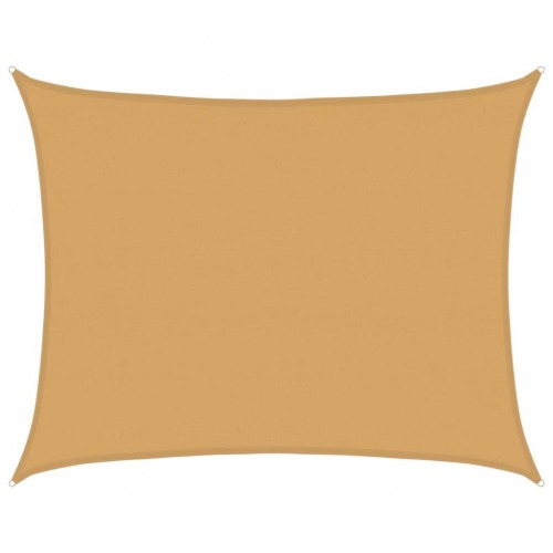 Solsejl 6×7 m - rektangulært HDPE 160 g/m², sandfarvet