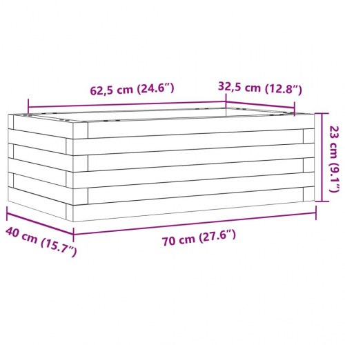 Plantekasse 70 x 40 x 23 cm i massivt fyrretræ - gyldenbrun