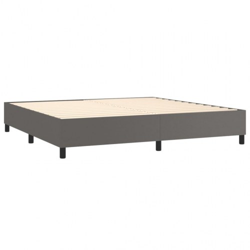 Kontinentalseng med madras 200×200 cm - kunstlæder, grå