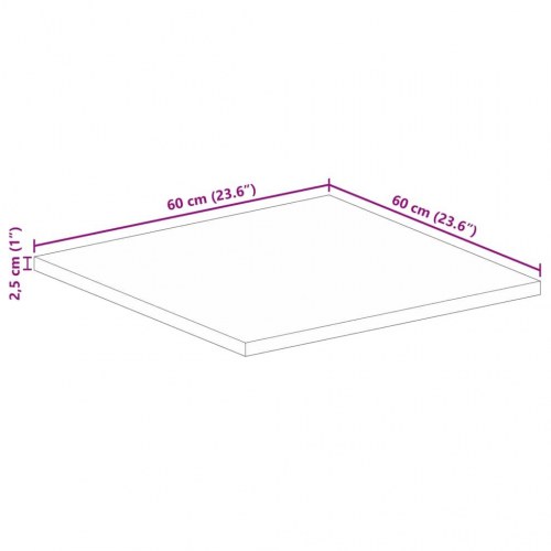 Bordplade i massivt genbrugstræ 60 x 60 x 2,5 cm firkantet