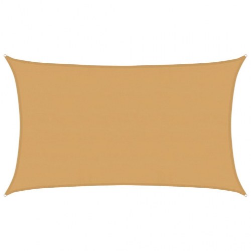 Solsejl 5 × 8 m - rektangulær HDPE, sandfarvet (160 g/m²)