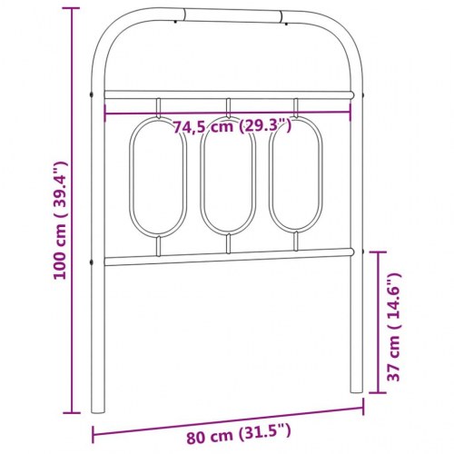Sengegavl i metal 75 cm - sort