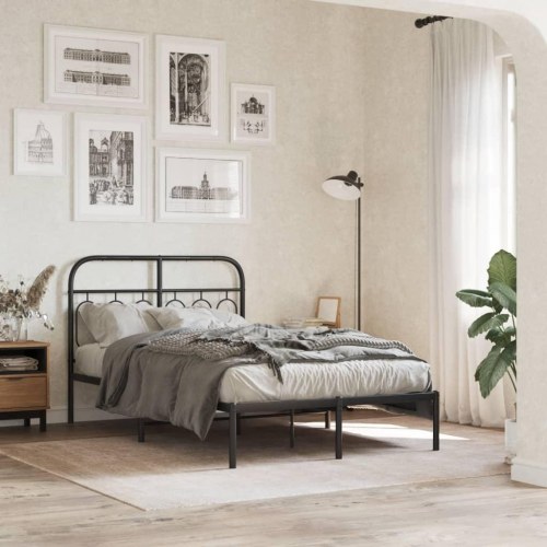 Sengegavl i stål 120 cm - sort