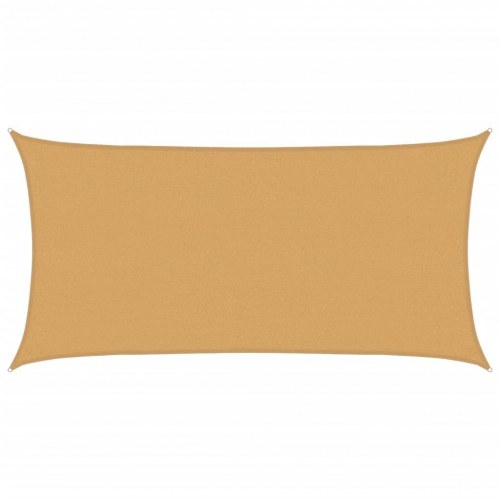 Solsejl 2 × 4 m - rektangulært HDPE, sandfarvet (160 g/m²)