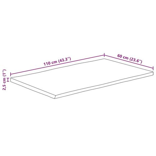 Bordplade 110x60x2,5 cm naturlig kant massivt mangotræ