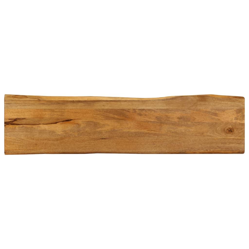 Bordplade i massivt mangotræ 160 x 40 x 3,8 cm med naturlig kant