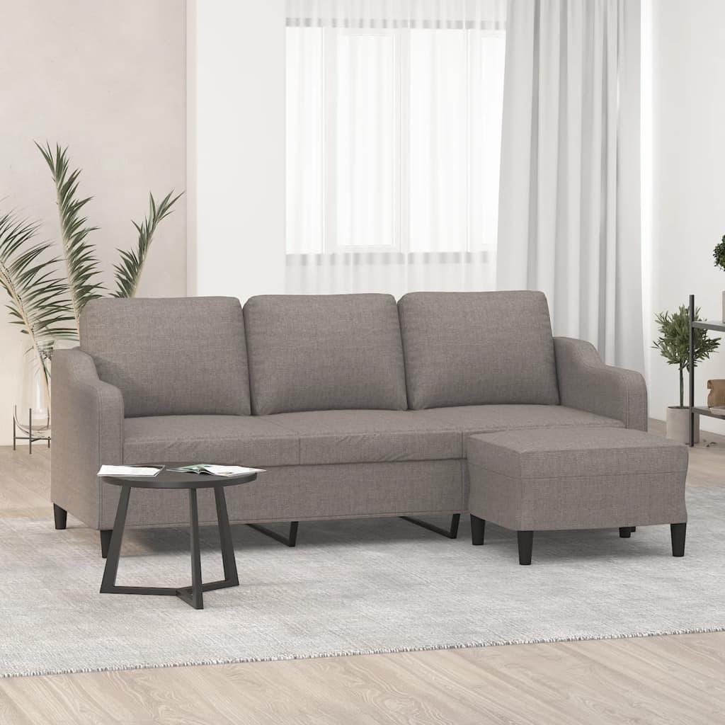 3-Personers Sofa Med Fodskammel 180 Cm Stof - Gråbrun