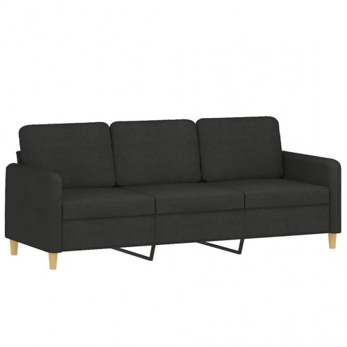 3-personers sofa med fodskammel - sort, sædebredde 180 cm