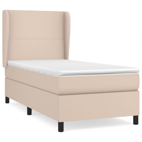 Kontinentalseng 100x200 cm i kunstlæder - cappuccino