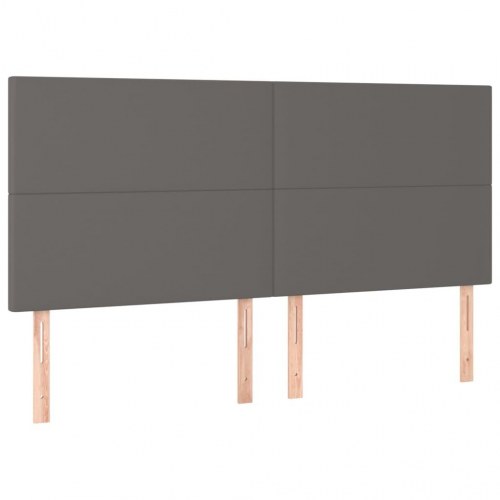 Kontinentalseng med madras 200 x 200 cm - kunstlæder, grå