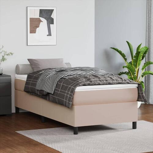 Kontinentalseng 90x200 cm kunstlæder cappuccinofarvet