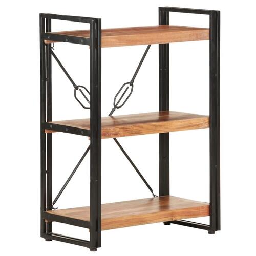 Bogreol m. 3 hylder 60x30x80 cm massivt akacietræ