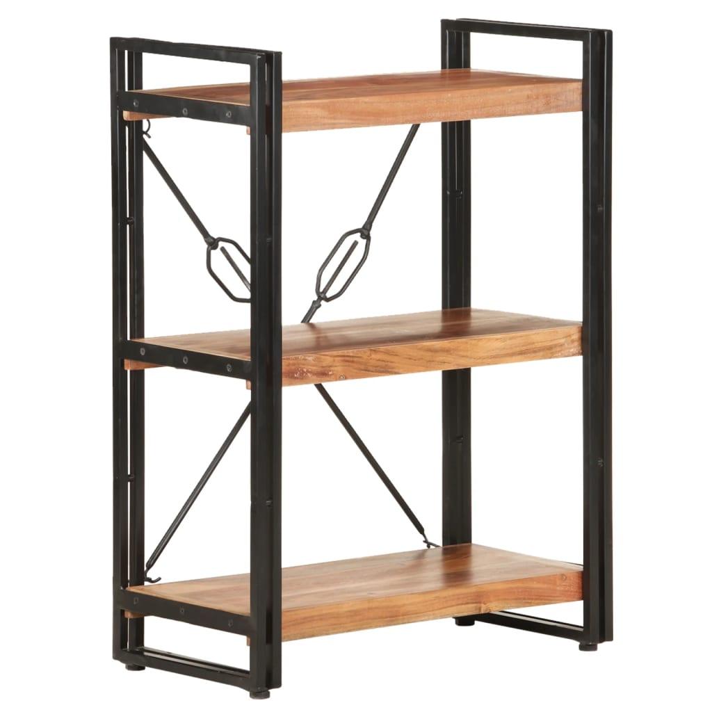 Bogreol m. 3 hylder 60x30x80 cm massivt akacietræ