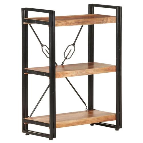 Bogreol m. 3 hylder 60x30x80 cm massivt akacietræ