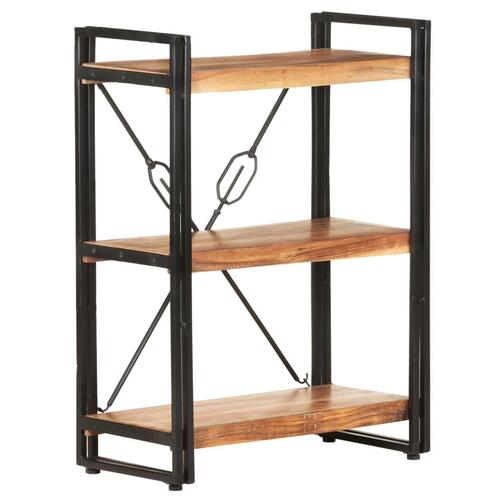 Bogreol m. 3 hylder 60x30x80 cm massivt akacietræ