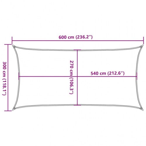 Solsejl 3×6 m rektangulær - sandfarvet HDPE 160 g/m²