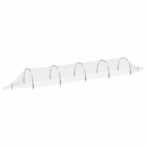 Væksttunnel 1,5 × 5 m - glasfiberbuer og PP-net
