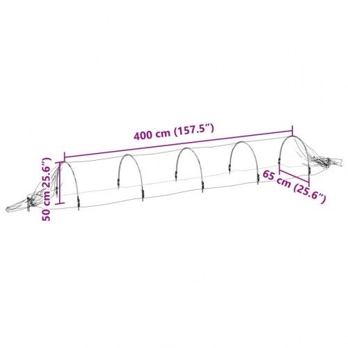Væksttunnel 1,5 × 5 m - glasfiberbuer og PP-net