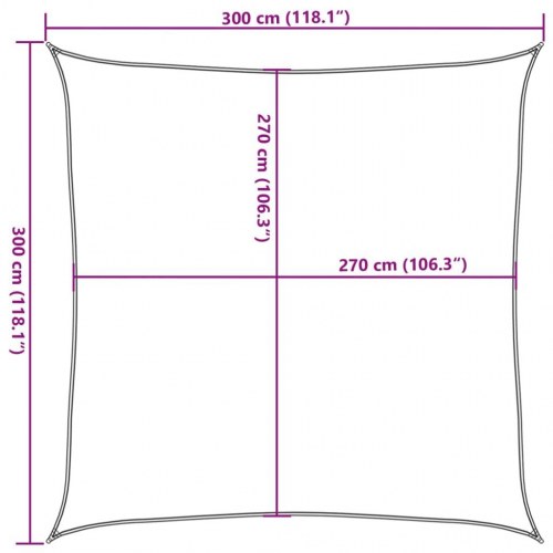 Solsejl 3×3 m firkantet - HDPE 160 g/m², sandfarvet