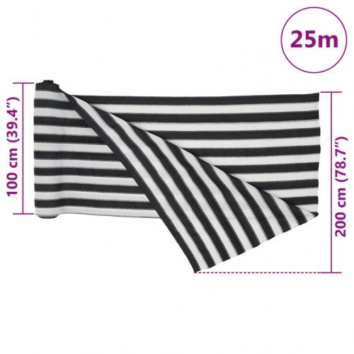Afskærmningsnet 2 × 25 m - 75 g/m² HDPE, antracitgrå/hvid