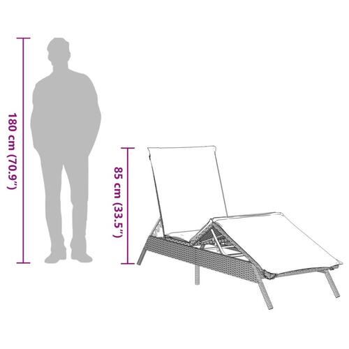 Liggestole 2 stk. med bord polyrattan grå