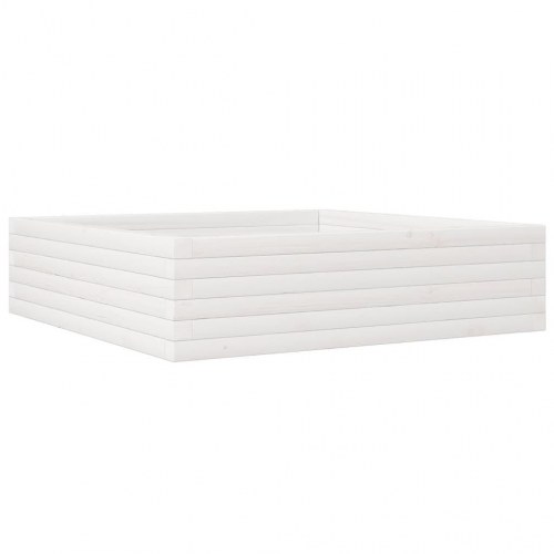 Plantekasse i massivt fyrretræ 90 x 90 x 23 cm - hvid