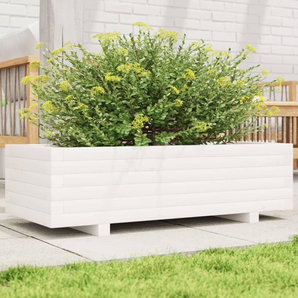Plantekasse 40X40X49,5 Cm Massivt Fyrretræ Hvid - 90 x 40 x 26.5 cm