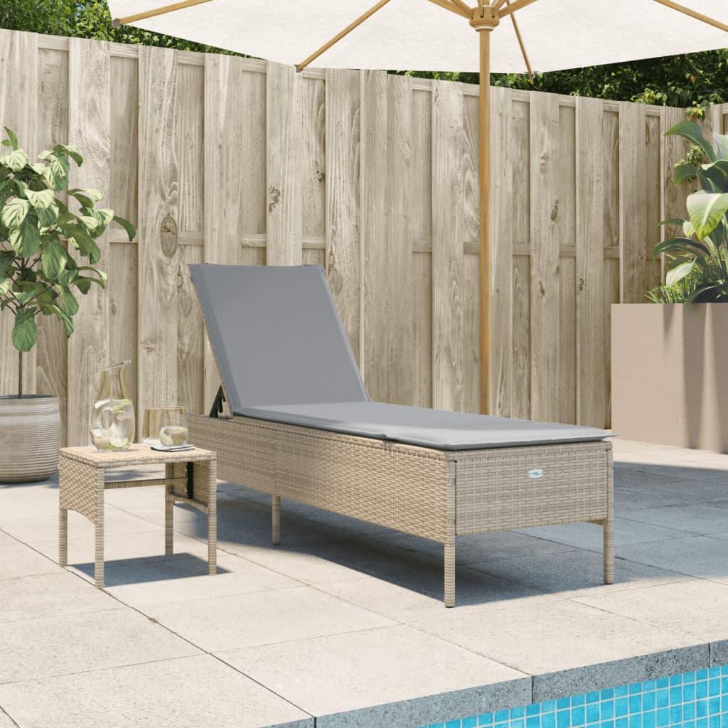 Loungesofa med bord og hynde polyrattan beige billede
