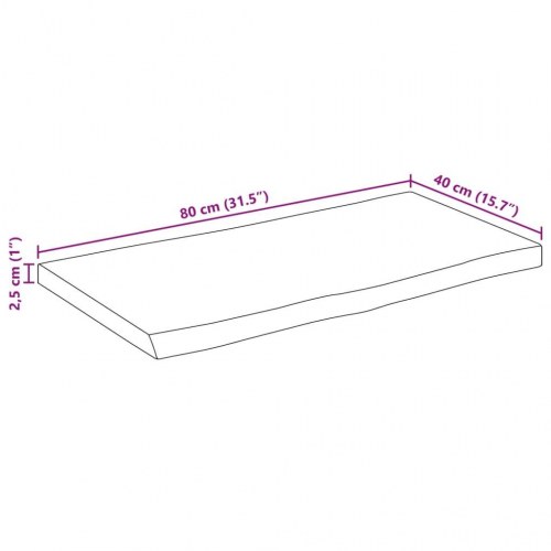 Bordplade 80x40x2,5 cm naturlig kant massivt mangotræ
