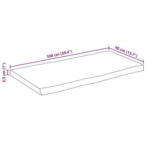 Bordplade 100x40x2,5 cm naturlig kant massivt mangotræ
