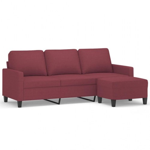 3-personers sofa med fodskammel 198 cm - stof, vinrød
