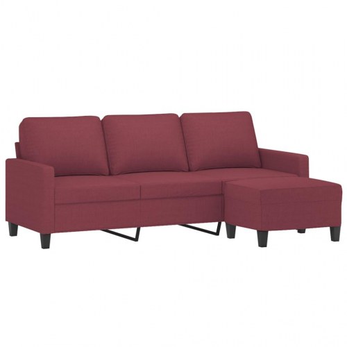 3-personers sofa med fodskammel 198 cm - stof, vinrød
