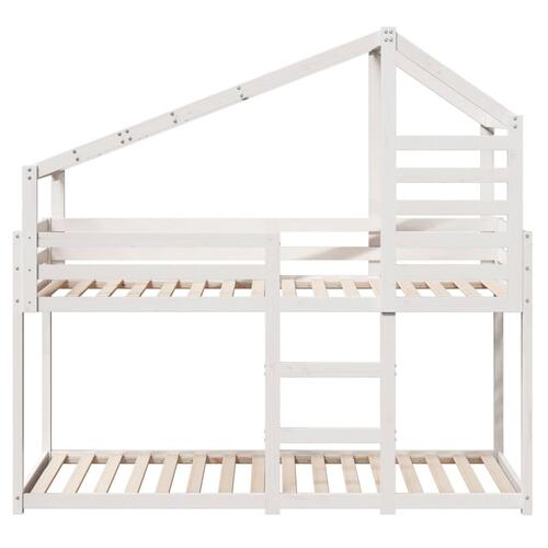 Køjeseng med tag 90x200 cm massivt fyrretræ hvid