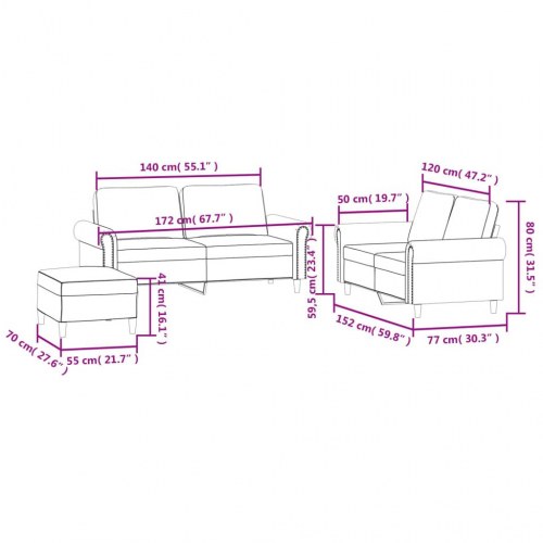 Sofasæt 2 dele med hynder velour vinrød