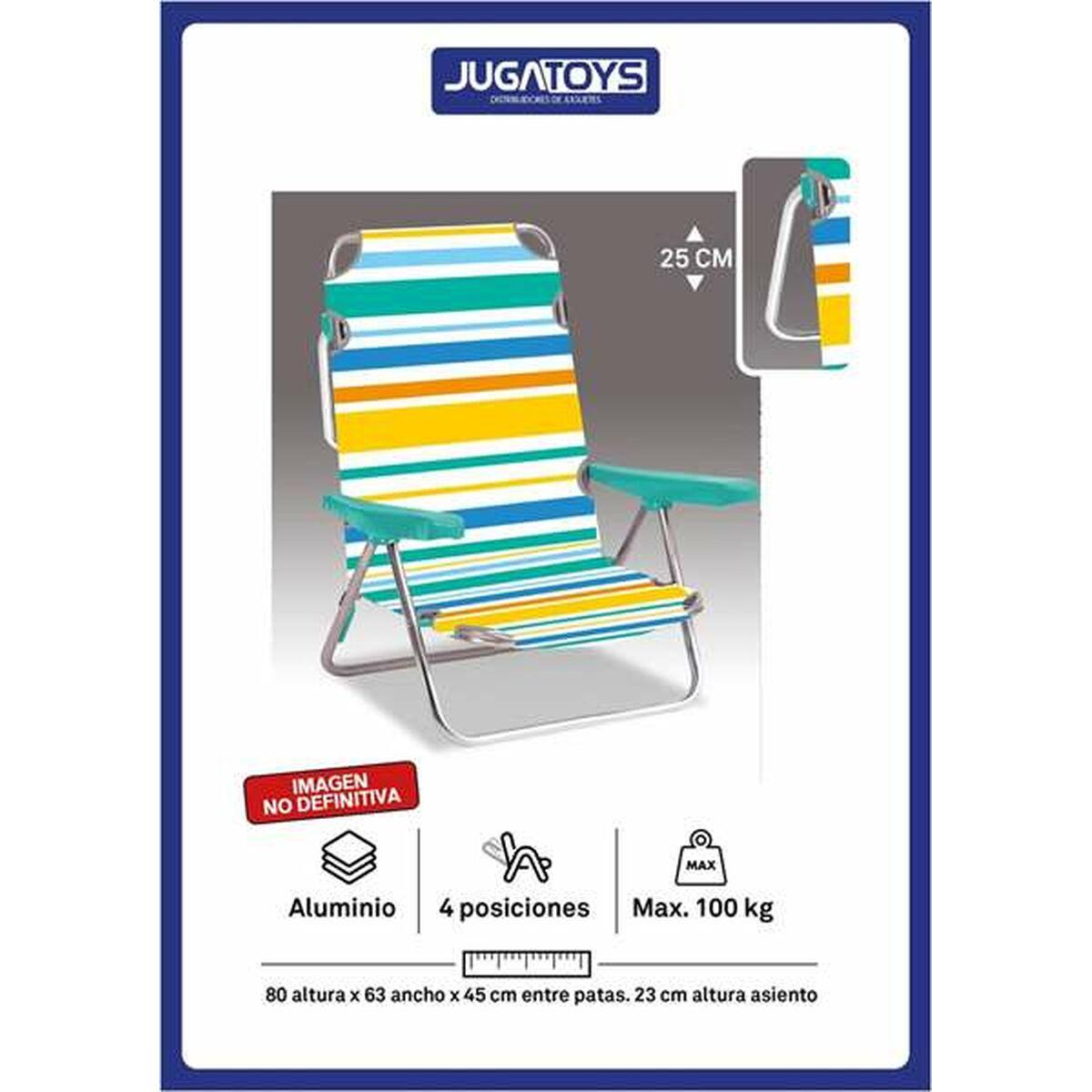 Sammenfoldelig stol med nakkestøtte 80 x 65 x 45 cm Til flere positioner Stribet